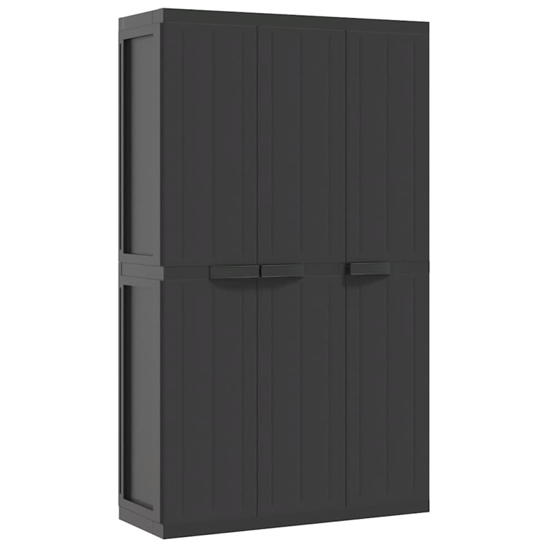 Bowery Hill Contemporary Polypropylene Outdoor Storage Cabinet in Black