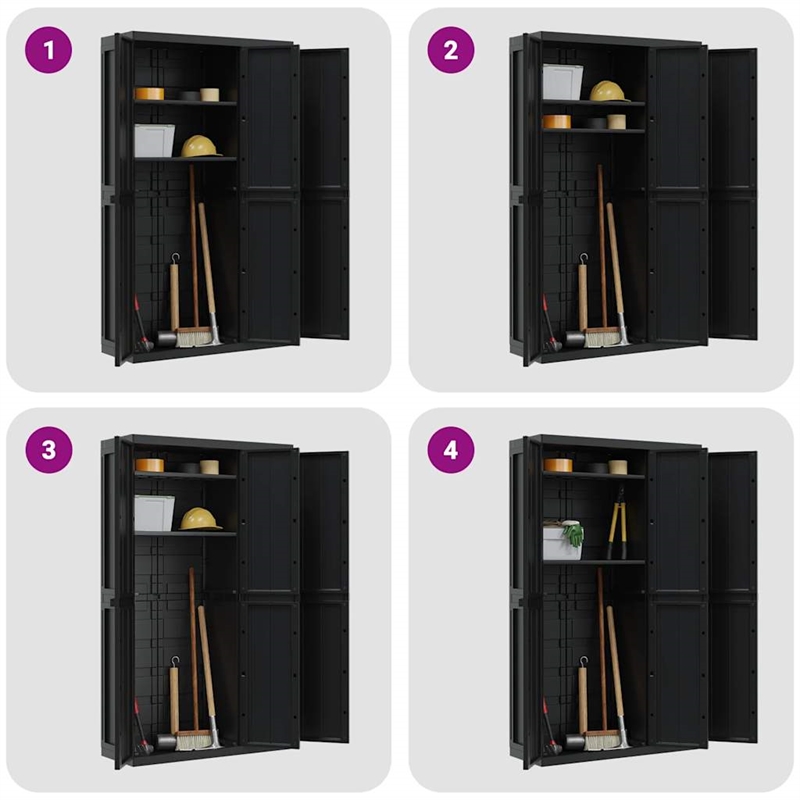 Bowery Hill Contemporary Polypropylene Outdoor Storage Cabinet in Black