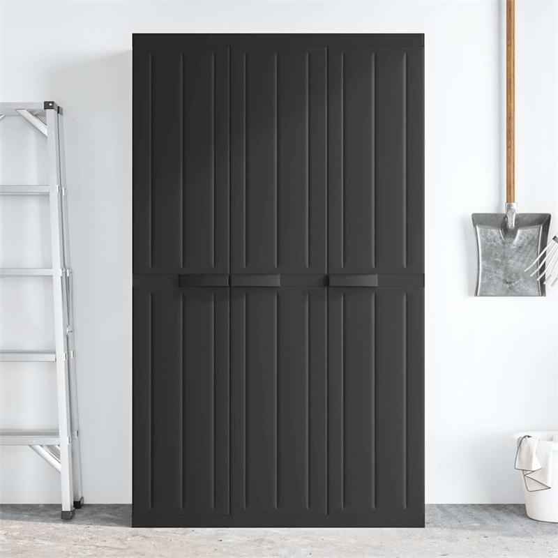 Bowery Hill Contemporary Polypropylene Outdoor Storage Cabinet in Black