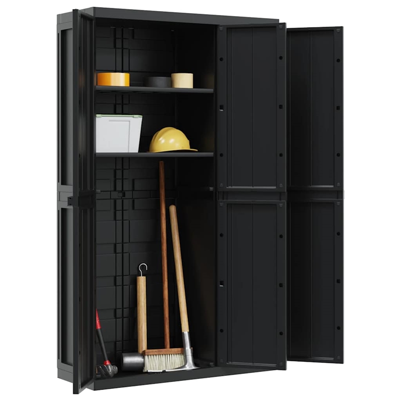 Bowery Hill Contemporary Polypropylene Outdoor Storage Cabinet in Black