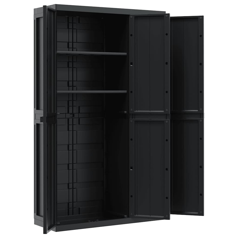 Bowery Hill Contemporary Polypropylene Outdoor Storage Cabinet in Black