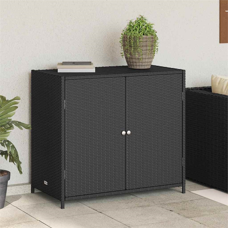 Bowery Hill Contemporary Medium Durable Garden Storage Cabinet in Black