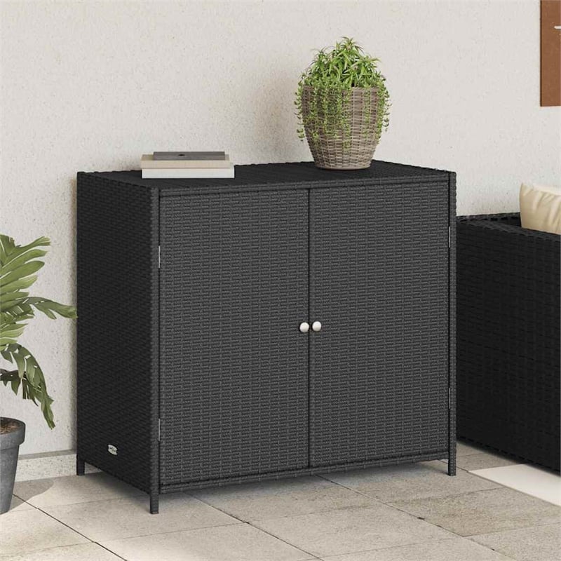 Bowery Hill Contemporary Medium Durable Garden Storage Cabinet in Black
