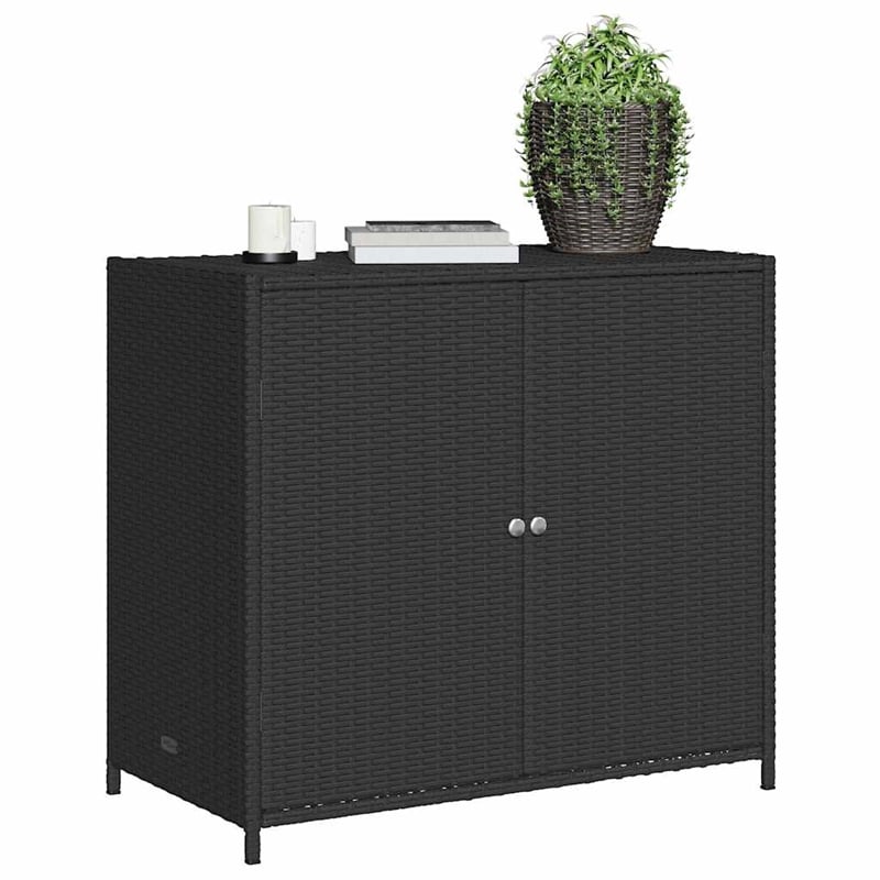 Bowery Hill Contemporary Medium Durable Garden Storage Cabinet in Black