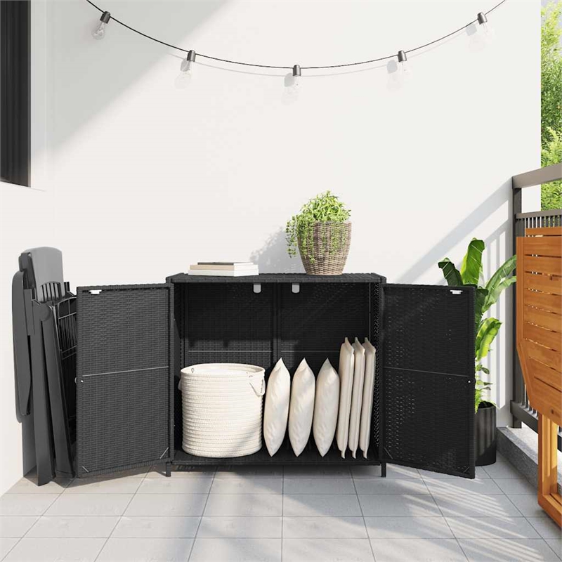 Bowery Hill Contemporary Medium Durable Garden Storage Cabinet in Black