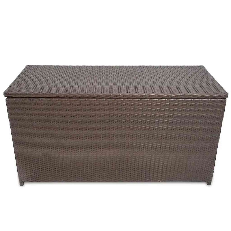 Bowery Hill Contemporary Rattan Storage Chest in Brown Finish