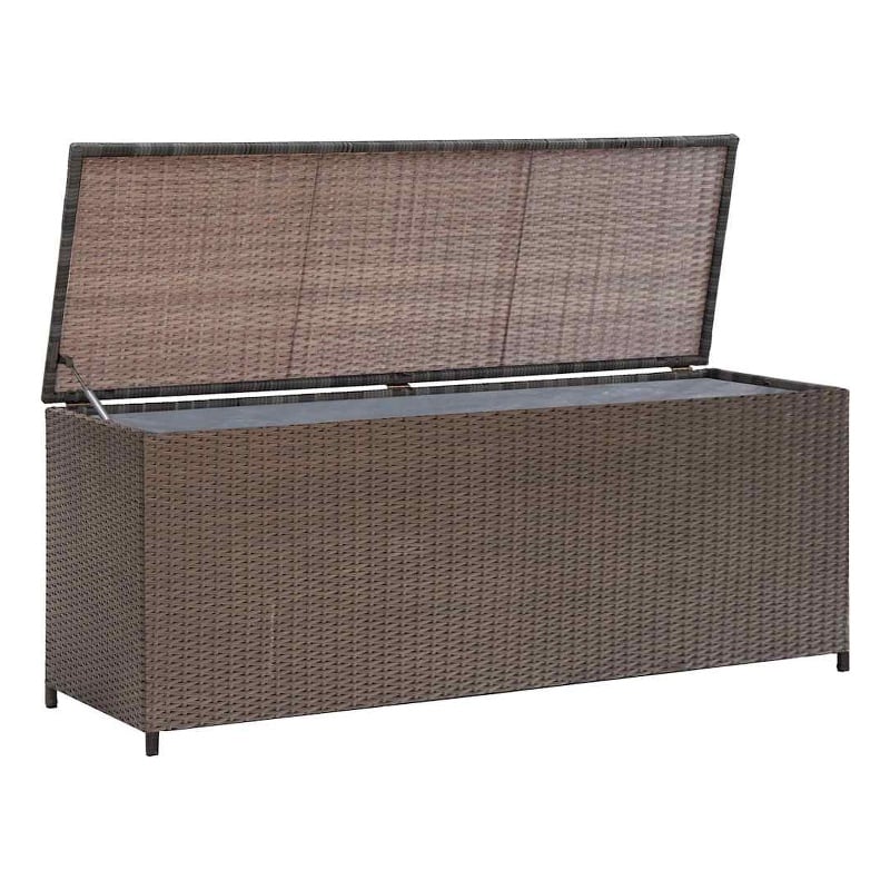 Bowery Hill Contemporary Rattan Storage Chest in Brown Finish
