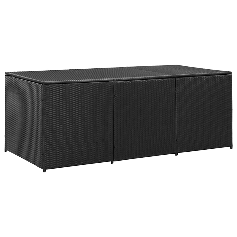 Bowery Hill Contemporary Rattan Large Storage Chest in Black