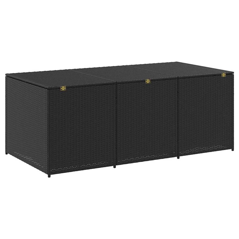 Bowery Hill Contemporary Rattan Large Storage Chest in Black