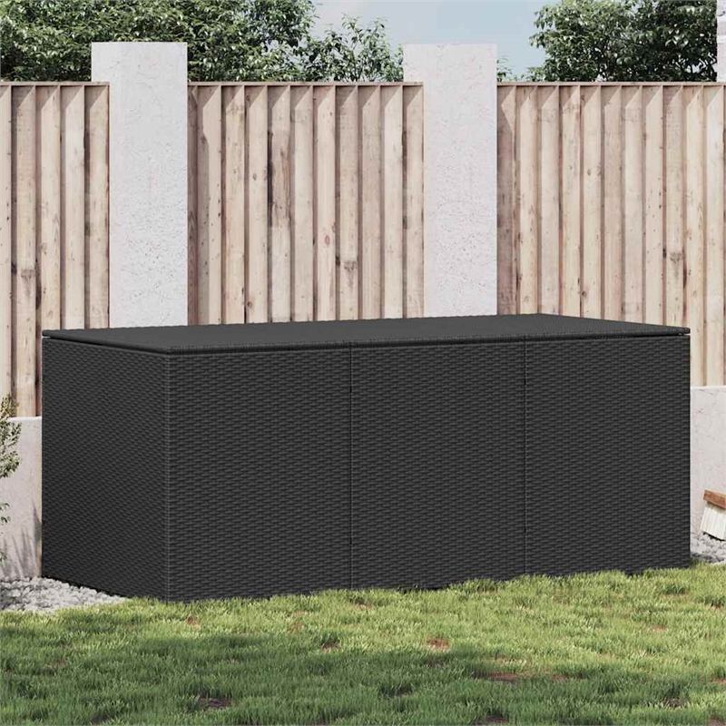 Bowery Hill Contemporary Rattan Large Storage Chest in Black