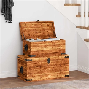 Bowery Hill Multiple Sizes Rough Mango Wood Storage Box in Brown