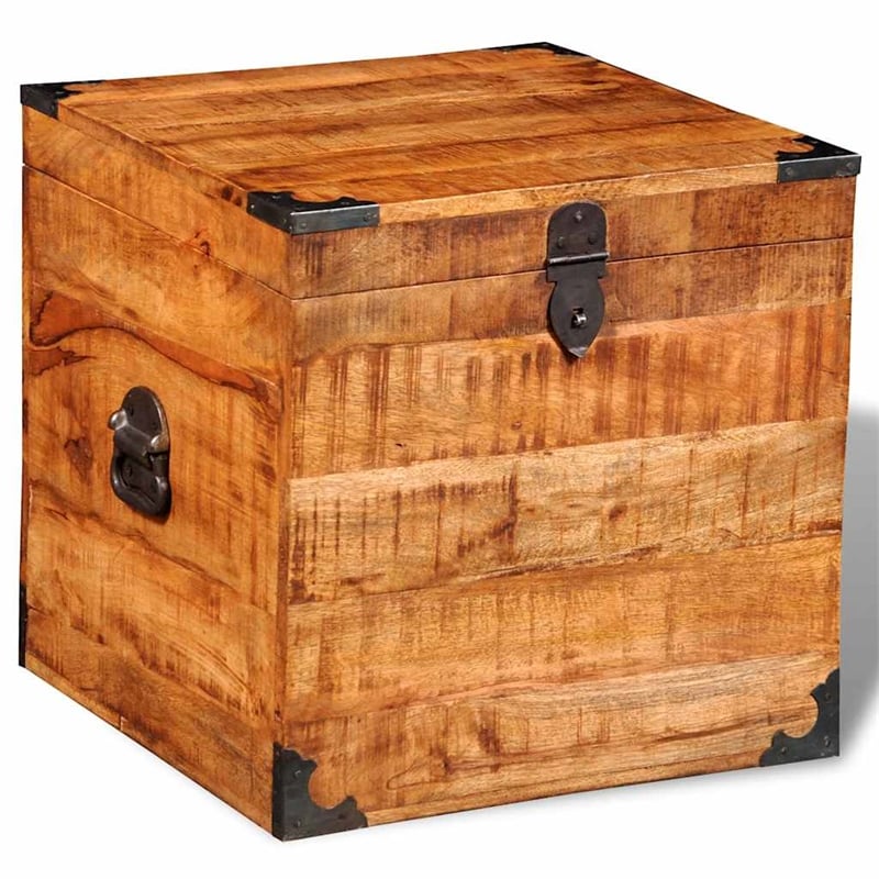 Bowery Hill Contemporary Rough Mango Wood Storage Box in Brown
