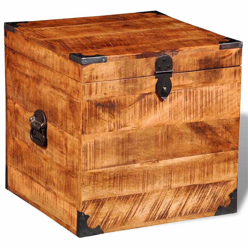 Bowery Hill Contemporary Rough Mango Wood Storage Box in Brown