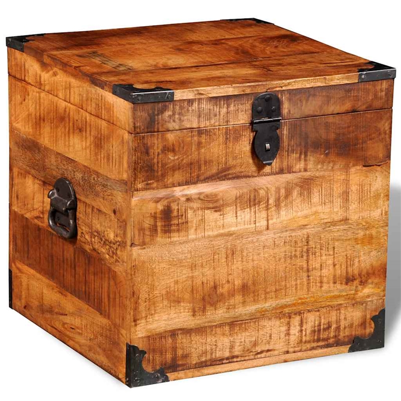 Bowery Hill Contemporary Rough Mango Wood Storage Box in Brown
