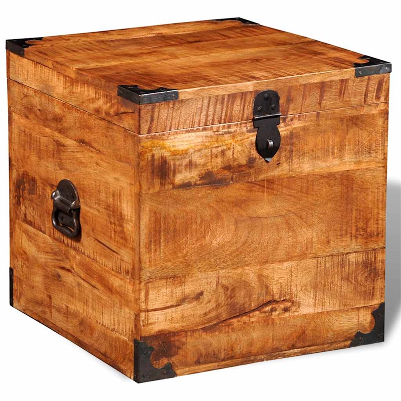 Bowery Hill Contemporary Rough Mango Wood Storage Box in Brown