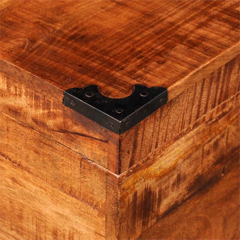 Bowery Hill Contemporary Rough Mango Wood Storage Box in Brown