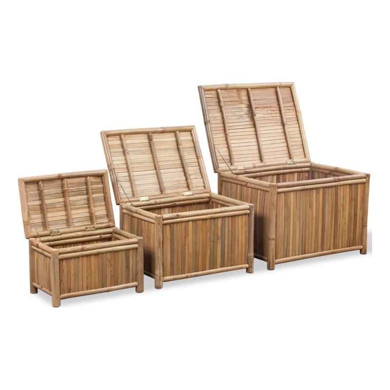 Bowery Hill Small Medium Large Durable Bamboo Storage Box in Brown