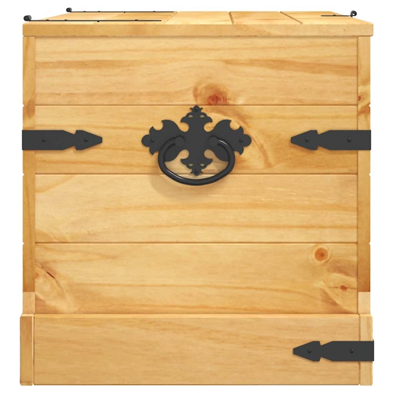 Bowery Hill Medium Solid Waxed Pinewood Storage Trunk in Brown