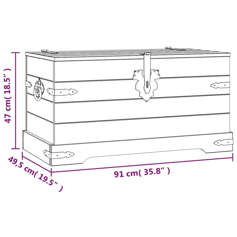 Bowery Hill Medium Solid Waxed Pinewood Storage Trunk in Brown