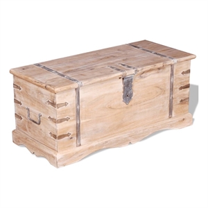 Bowery Hill Contemporary Medium Solid Acacia Wood Storage Chest in Brown