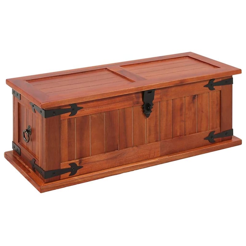 Bowery Hill Contemporary Solid Acacia Wood MDF Storage Chest in Brown