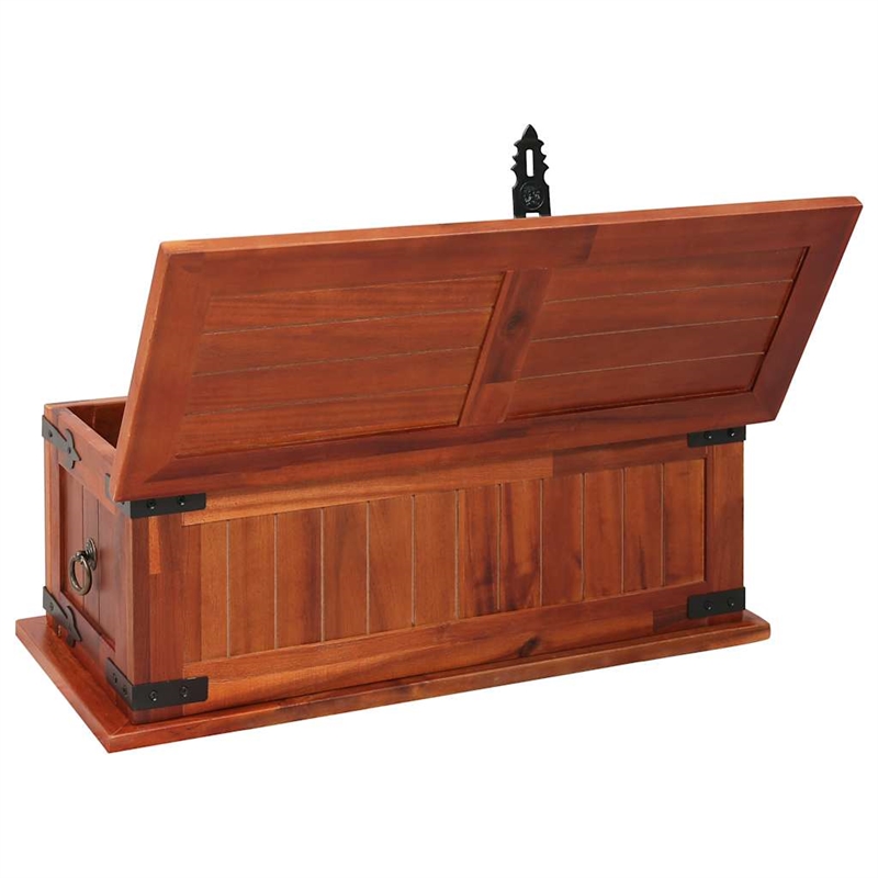 Bowery Hill Contemporary Solid Acacia Wood MDF Storage Chest in Brown