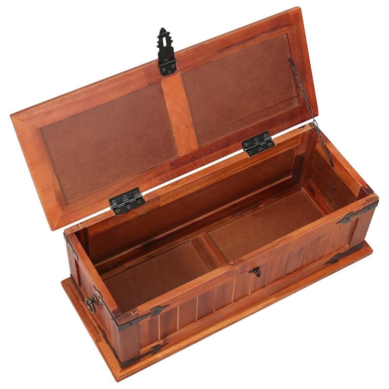 Bowery Hill Contemporary Solid Acacia Wood MDF Storage Chest in Brown