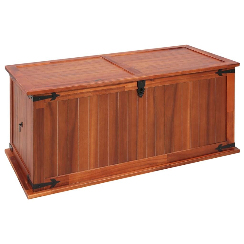 Bowery Hill Contemporary Solid Acacia Wood MDF Storage Chest in Brown