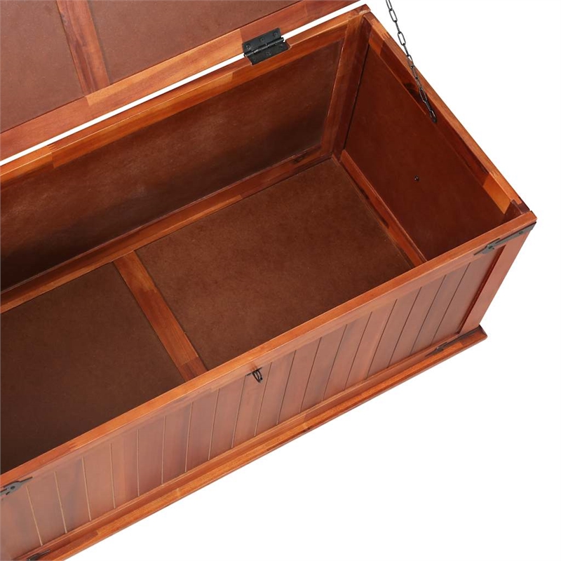 Bowery Hill Contemporary Solid Acacia Wood MDF Storage Chest in Brown