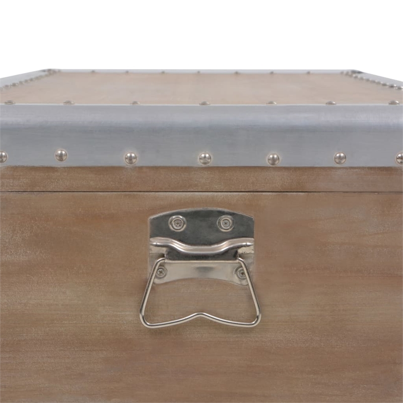 Bowery Hill Solid Fir Wood MDF Non-woven Fabric Steel Storage Box in Brown