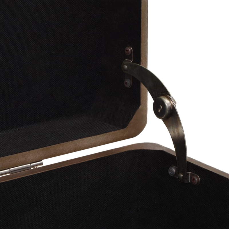 Bowery Hill Solid Fir Wood MDF Non-woven Fabric Steel Storage Box in Brown