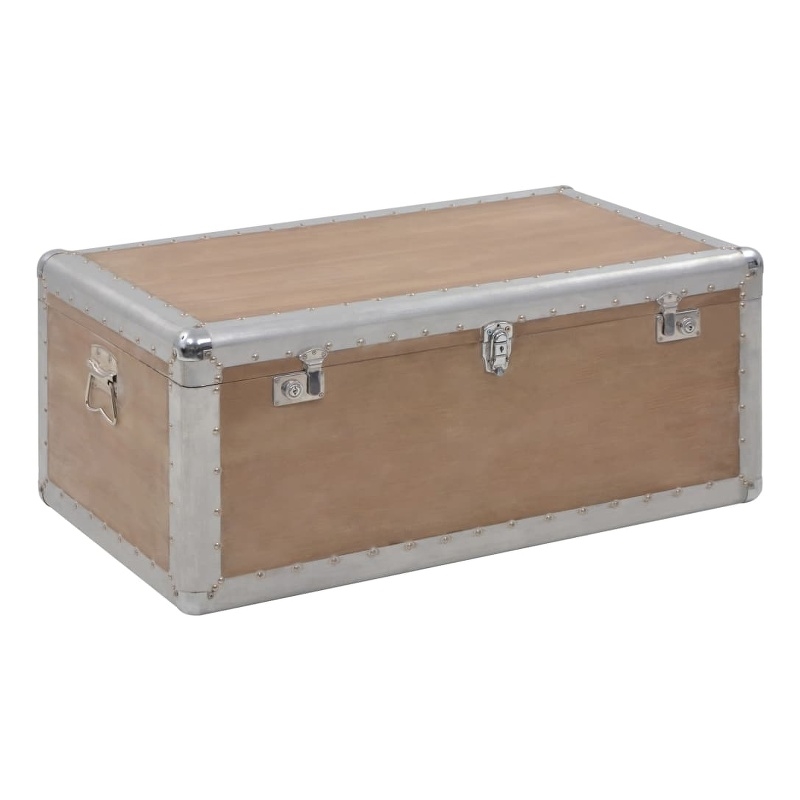 Bowery Hill Solid Fir Wood MDF Non-woven Fabric Steel Storage Box in Brown