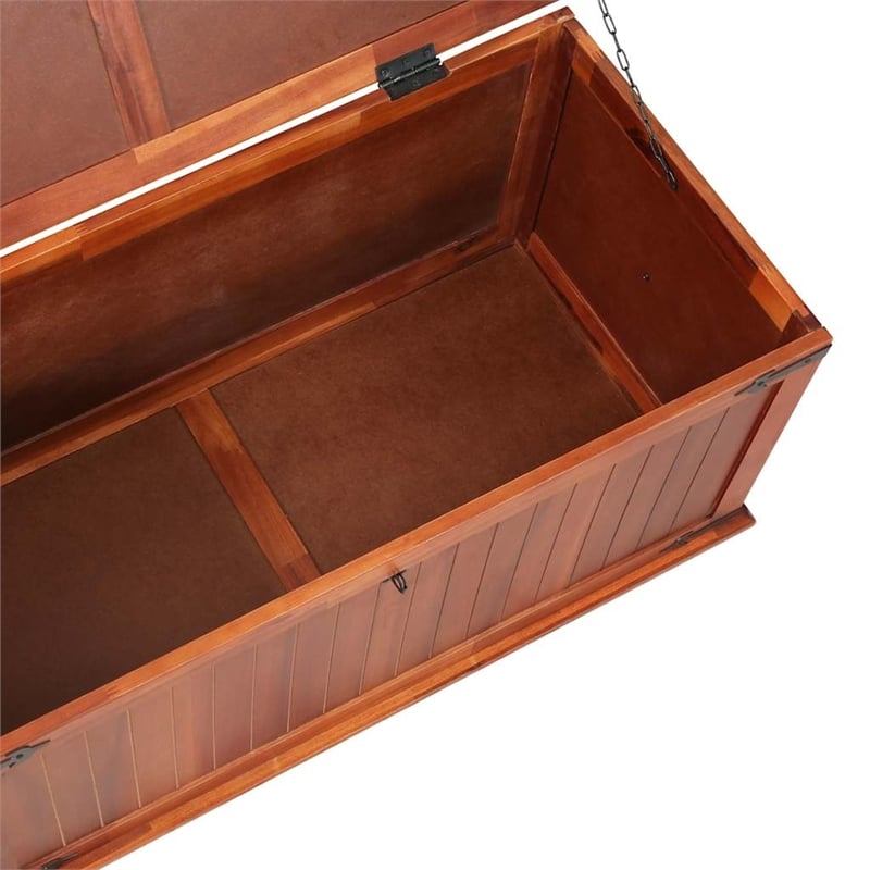 Bowery Hill Contemporary Solid Acacia Wood MDF Storage Chest in Brown