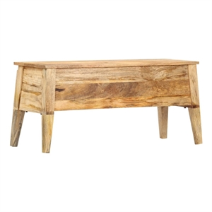 Bowery Hill Contemporary Medium Solid Mango Wood Storage Box in Natural