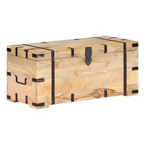 Bowery Hill Large Rectangular Rustic Solid Mango Wood Chest in Brown