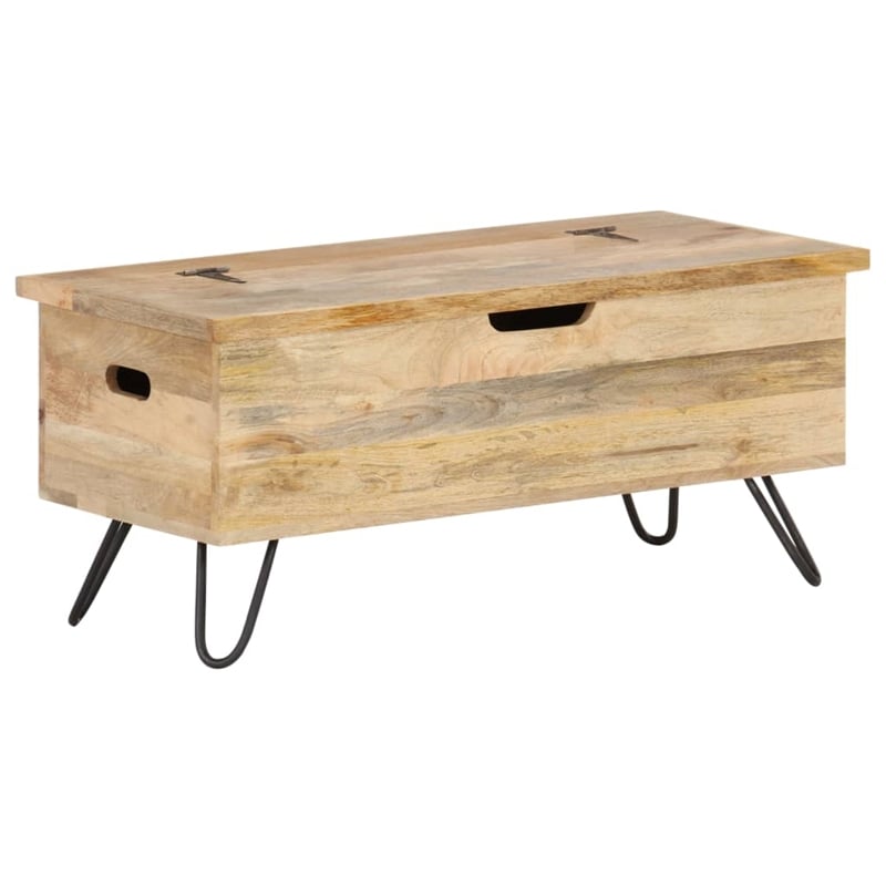 Bowery Hill Contemporary Medium Solid Mango Wood Chest in Brown