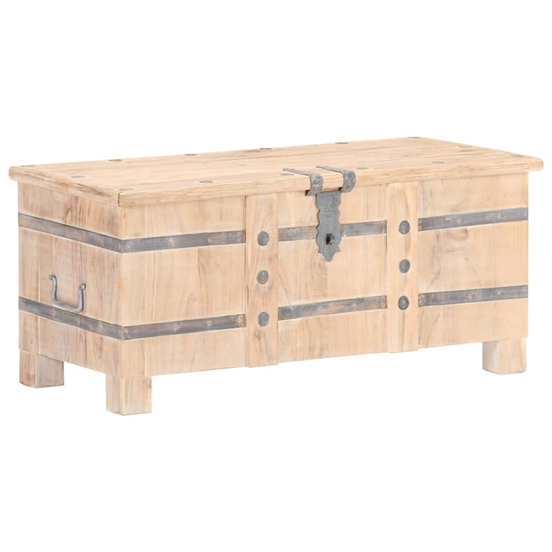 Bowery Hill Medium Solid Acacia Wood Chest with Natural Wood Grain in White