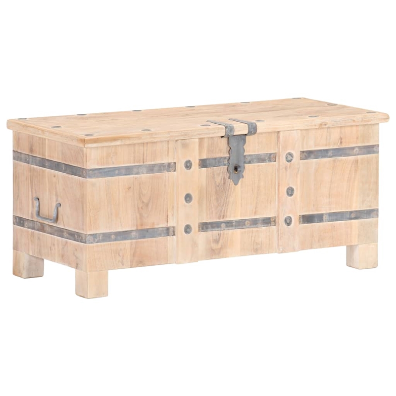 Bowery Hill Medium Solid Acacia Wood Chest with Natural Wood Grain in White