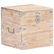 Bowery Hill Contemporary Solid Acacia Wood Iron Chest in White
