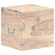 Bowery Hill Contemporary Solid Acacia Wood Iron Chest in White