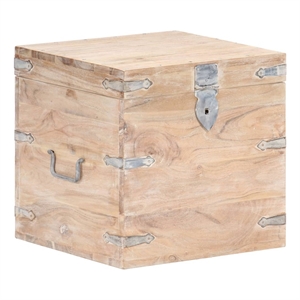 Bowery Hill Contemporary Solid Acacia Wood Iron Chest in White