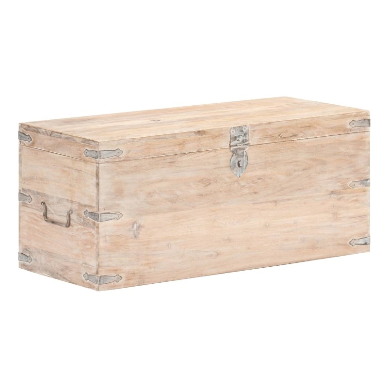 Bowery Hill Sturdy Acacia Wood with Iron Accents Chest in White Finish