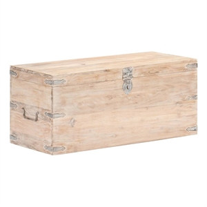 Bowery Hill Sturdy Acacia Wood with Iron Accents Chest in White Finish