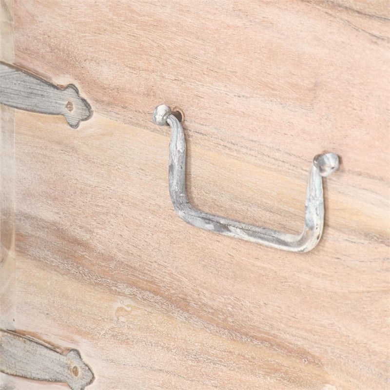 Bowery Hill Square White Solid Acacia Wood with Iron Chest in White