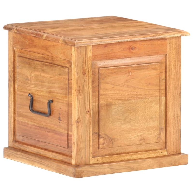 Bowery Hill Small Square Solid Acacia Wood Storage Chest in Brown