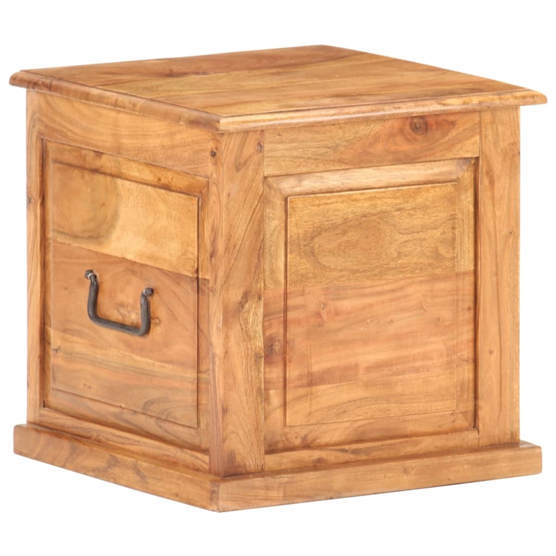 Bowery Hill Small Square Solid Acacia Wood Storage Chest in Brown
