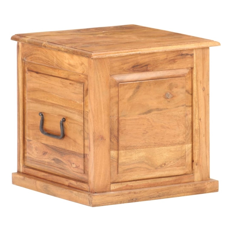 Bowery Hill Small Square Solid Acacia Wood Storage Chest in Brown