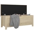 Bowery Hill Engineered Wood Storage Box with Faux Leather in Sonoma Oak