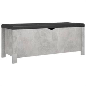 Bowery Hill Medium Concrete Engineered Wood Storage Box with Faux Leather - Grey