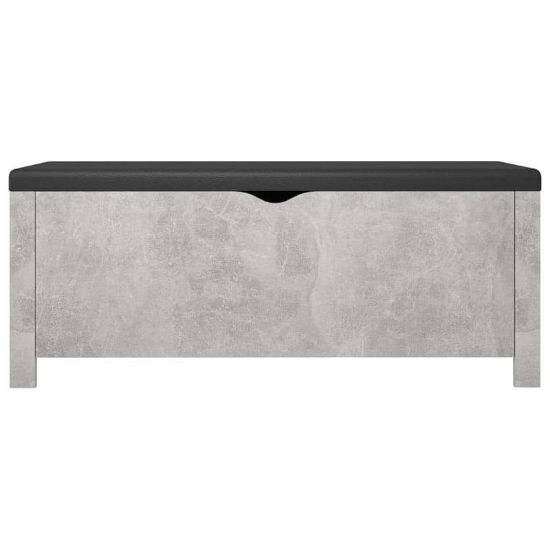 Bowery Hill Medium Concrete Engineered Wood Storage Box with Faux Leather - Grey